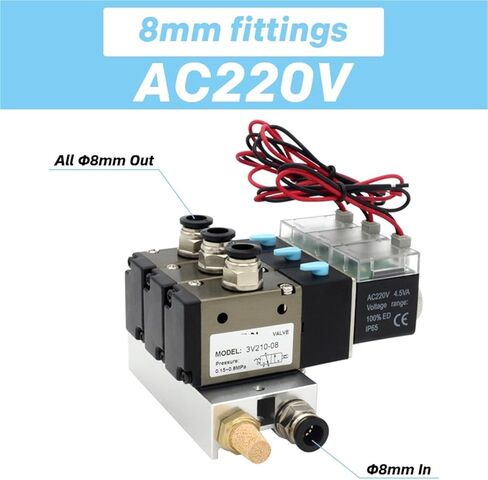3v210-08-no عادةً ما تكون محطات صمام الملف اللولبي المفتوحة مع منافذ قاعدة كاتم الصوت DC 12V 24V AC 110V 220V 3 (4 محطات) in Kuwait