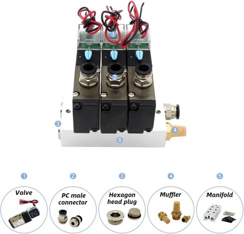 3v210-08-no عادةً ما تكون محطات صمام الملف اللولبي المفتوحة مع منافذ قاعدة كاتم الصوت DC 12V 24V AC 110V 220V 3 (4 محطات) in Kuwait