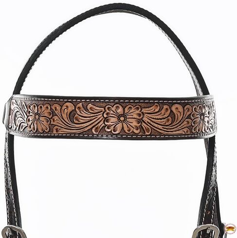 Hilason Western Horse Headstall Twhall مجموعة الأزهار الجلدية الأمريكية | تكا للخيول in Kuwait