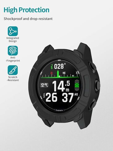 2pack Case for Garmin Descent G2,NOUKAJU Smartwatch Cover TPU Material,Easy to Install,Drop-Proof,Soft,Protective Cover for Garmin Descent G2(Black+Black) in Saudi Arabia