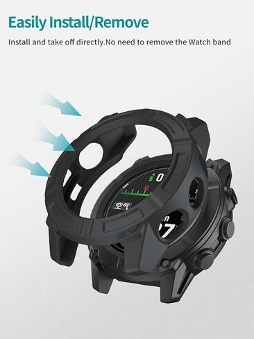 2pack Case for Garmin Descent G2,NOUKAJU Smartwatch Cover TPU Material,Easy to Install,Drop-Proof,Soft,Protective Cover for Garmin Descent G2(Black+Black) in Saudi Arabia
