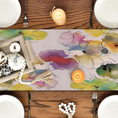 Oyimua colorful Flower Flowers Table Table Runner ، Summer Summer Floral Runner for Kitchen Table Table Holiday Home Party Decor in Saudi Arabia