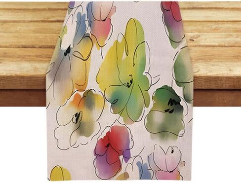 Oyimua colorful Flower Flowers Table Table Runner ، Summer Summer Floral Runner for Kitchen Table Table Holiday Home Party Decor in Saudi Arabia