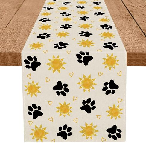 Summer Table Runner Sun Dog Paw Heart Summer Decorations Kitchen Dining Table Home Decor 13x72 Inch in Saudi Arabia