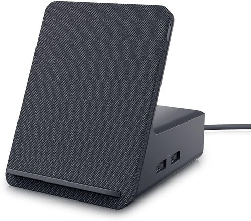 Dell Dual Charge Dock HD22Q - Fabric Wrapped Charging Stand, Type-C Connector, Qi Enabled Charging, Wake-on-Dock, Smartphone Rest, Power Button LED - Magnetite in Saudi Arabia