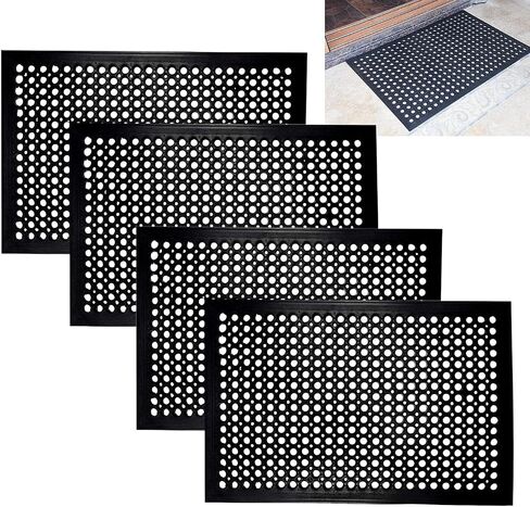 حصيرة أرضية مطاطية تجارية 36 "× 24" ، 4 عبوات-مضادة للهواتف ، غير قابلة للانزلاق ، حصيرة الصرف الصحي المقاومة للشفات للمطبخ ، المطعم ، البار ، المدخل ، المرآب-الأسود (36 "× 24"-4 حزمة) in Saudi Arabia