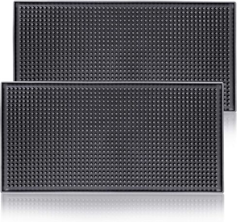 Rubber Bar Mats for Countertop by ProTensils - 12" x 6" Black Bar Mats for Bartending, Bar Service Mat, Home Bar, Coffee Bar Mat Spill Matt (2 Pieces) in Saudi Arabia