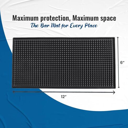 Rubber Bar Mats for Countertop by ProTensils - 12" x 6" Black Bar Mats for Bartending, Bar Service Mat, Home Bar, Coffee Bar Mat Spill Matt (2 Pieces) in Saudi Arabia
