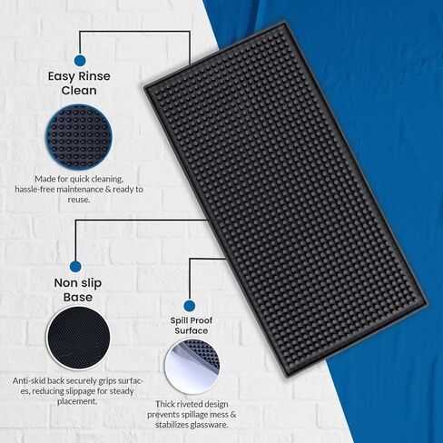 Rubber Bar Mats for Countertop by ProTensils - 12" x 6" Black Bar Mats for Bartending, Bar Service Mat, Home Bar, Coffee Bar Mat Spill Matt (2 Pieces) in Saudi Arabia
