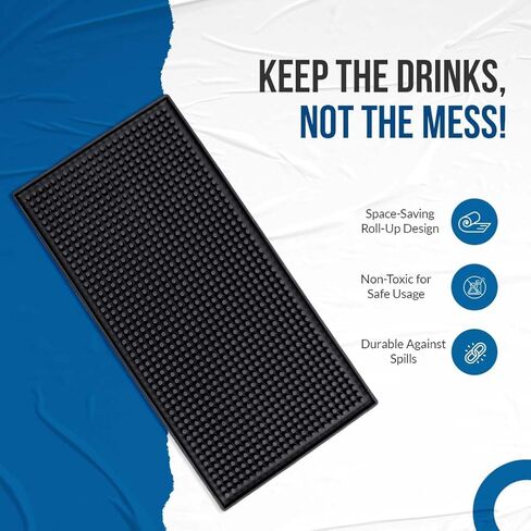 Rubber Bar Mats for Countertop by ProTensils - 12" x 6" Black Bar Mats for Bartending, Bar Service Mat, Home Bar, Coffee Bar Mat Spill Matt (2 Pieces) in Saudi Arabia