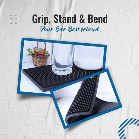 Rubber Bar Mats for Countertop by ProTensils - 12" x 6" Black Bar Mats for Bartending, Bar Service Mat, Home Bar, Coffee Bar Mat Spill Matt (2 Pieces) in Saudi Arabia