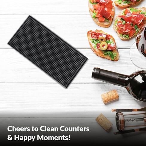 Rubber Bar Mats for Countertop by ProTensils - 12" x 6" Black Bar Mats for Bartending, Bar Service Mat, Home Bar, Coffee Bar Mat Spill Matt (2 Pieces) in Saudi Arabia