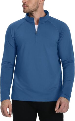 Cavva Mens Quarter Zip Pullover Freece Fleece مبطنة بلوزات طويلة الأكمام 1/4 قميص شتوي رياضي. in Kuwait
