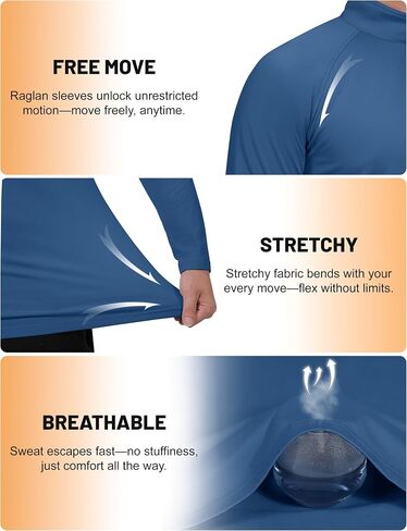 Cavva Mens Quarter Zip Pullover Freece Fleece مبطنة بلوزات طويلة الأكمام 1/4 قميص شتوي رياضي. in Kuwait