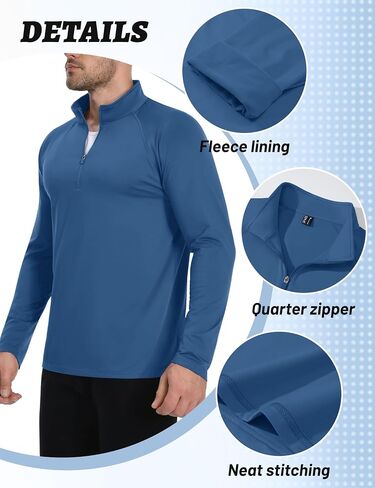 Cavva Mens Quarter Zip Pullover Freece Fleece مبطنة بلوزات طويلة الأكمام 1/4 قميص شتوي رياضي. in Kuwait