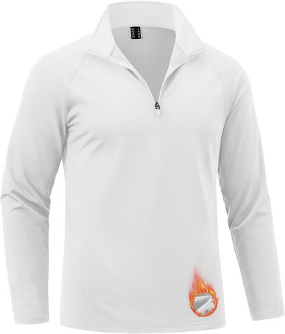 Cavva Mens Quarter Zip Pullover Freece Fleece مبطنة بلوزات طويلة الأكمام 1/4 قميص شتوي رياضي. in Kuwait