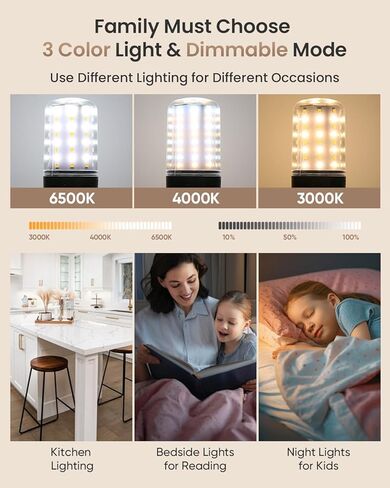 HYPERBLAZE Battery Operated Light Bulb with Remote, 72-LED Wide Bright & 3 Colors & Dimmable Rechargeable Light Bulbs for Lamps, USB+ E26 Lamp Socket Charging for Non-Hardwired Sconces, 4 Pack in Saudi Arabia