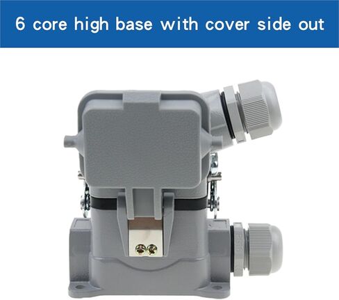 Heavy Duty Connector he-06-5-6 6 Core Pins High Base with Protective Cover Aviation Industry Waterproof Socket 500V 16A(6 Core Top Outgoing) in Kuwait