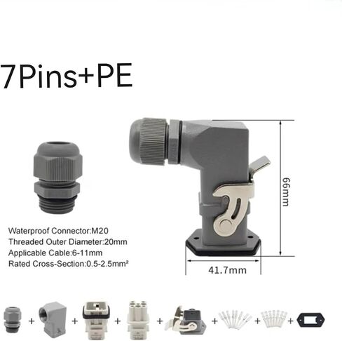 1pc Heavy Duty Connector 4/5/6/8 Core Pins Male Female Insert HDC-HA Rectangular Waterproof Industrial Aviation Socket(Al121208f-02/Rg) in Kuwait