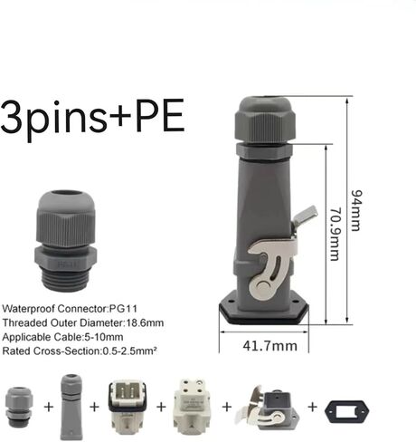 1pc Heavy Duty Connector 4/5/6/8 Core Pins Male Female Insert HDC-HA Rectangular Waterproof Industrial Aviation Socket(Al121208f-02/Rg) in Kuwait