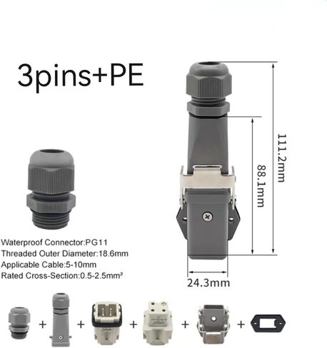 1pc Heavy Duty Connector 4/5/6/8 Core Pins Male Female Insert HDC-HA Rectangular Waterproof Industrial Aviation Socket(Al121208f-02/Rg) in Kuwait