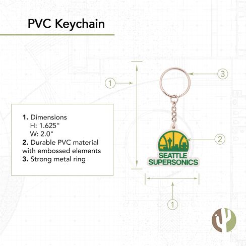Desert Cactus Seattle Supersonics Keychain NBA National Basketball Association Car Keys Holder (PVC - Vintage A) in Saudi Arabia