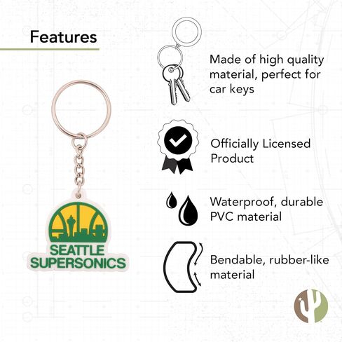 Desert Cactus Seattle Supersonics Keychain NBA National Basketball Association Car Keys Holder (PVC - Vintage A) in Saudi Arabia