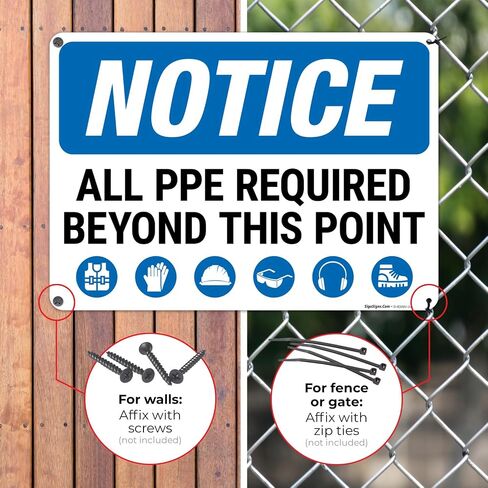 SIGO Signs ، لاحظ جميع معدات PPE المطلوبة بعد هذه النقطة علامة OSHA ، 10x14 بوصة ، صدأ خالية in Kuwait