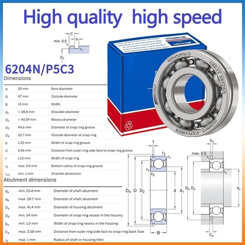 1Pcs Bearing 6204 6204-2RS 6204-2Z 6204-2ZN 6204NR 6204-2RSNR Deep Groove Ball Bearing(6204-2RSC3) in Saudi Arabia