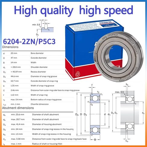 1Pcs Bearing 6204 6204-2RS 6204-2Z 6204-2ZN 6204NR 6204-2RSNR Deep Groove Ball Bearing(6204-2RSC3) in Saudi Arabia