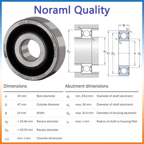 1Pcs Bearing 6204 6204-2RS 6204-2Z 6204-2ZN 6204NR 6204-2RSNR Deep Groove Ball Bearing(6204-2RSC3) in Saudi Arabia