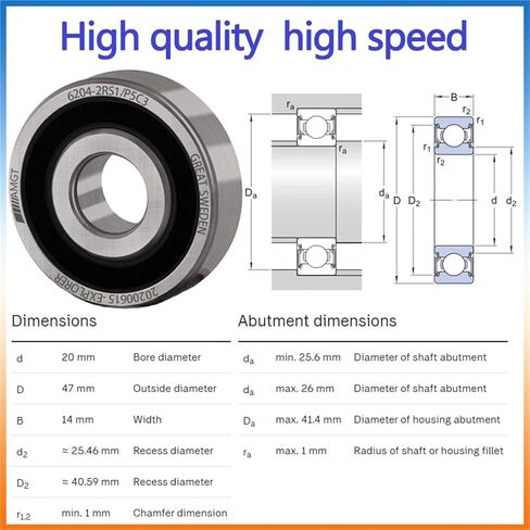 1Pcs Bearing 6204 6204-2RS 6204-2Z 6204-2ZN 6204NR 6204-2RSNR Deep Groove Ball Bearing(6204-2RSC3) in Saudi Arabia