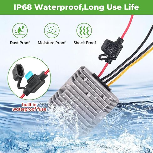 10L0L 36V 48V تنطلق إلى محول عربة الجولف 12 فولت ، 20A 240W DC-DC الجهد المخفض مع محول FUSE IP68 مقاوم للماء in Kuwait