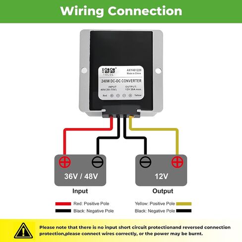 10L0L 36V 48V تنطلق إلى محول عربة الجولف 12 فولت ، 20A 240W DC-DC الجهد المخفض مع محول FUSE IP68 مقاوم للماء in Kuwait