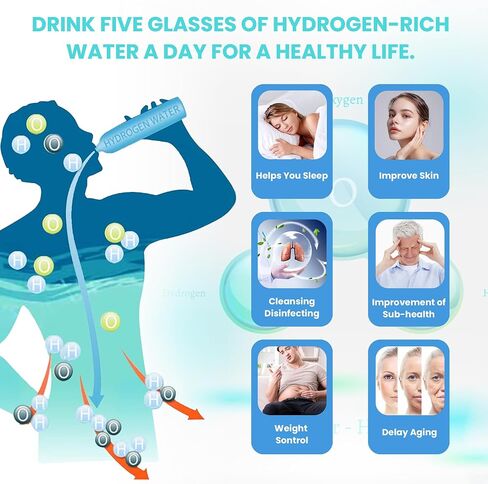 A2 Hydrogen Water Bottle,420ml Glass Hydrogen Water Generator Rechargeable Hydrogen Water Bottle Portable Hydrogen Water Ionizer with SPE/PEM Technology for Husband, Wife, Family,Travel,Home, Office in Saudi Arabia