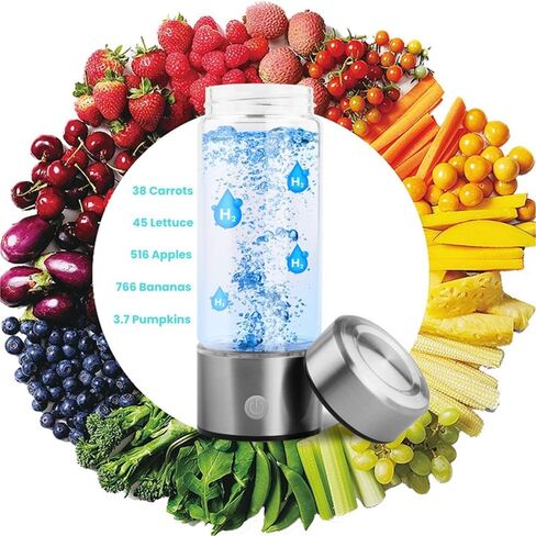 A2 Hydrogen Water Bottle,420ml Glass Hydrogen Water Generator Rechargeable Hydrogen Water Bottle Portable Hydrogen Water Ionizer with SPE/PEM Technology for Husband, Wife, Family,Travel,Home, Office in Saudi Arabia