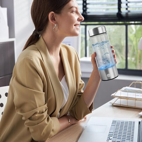 A2 Hydrogen Water Bottle,420ml Glass Hydrogen Water Generator Rechargeable Hydrogen Water Bottle Portable Hydrogen Water Ionizer with SPE/PEM Technology for Husband, Wife, Family,Travel,Home, Office in Saudi Arabia