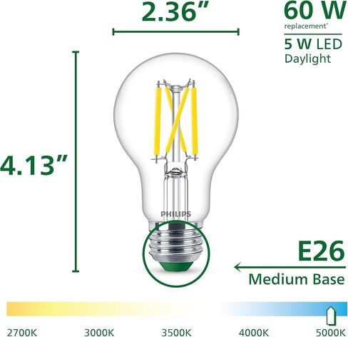 LED Philips LED 60W A19 8-PACK مصابيح LED مصابيح LED لضوء النهار (5000K) 850 LUMEN (5W = 60W) in Saudi Arabia