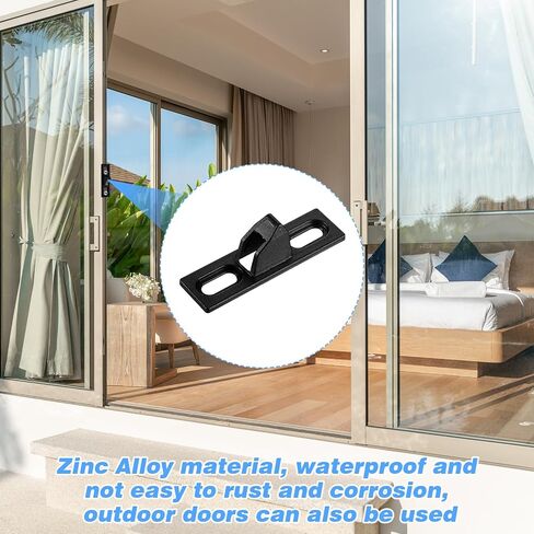 2pcs حراس الأبواب المنزلق ، حارس قفل الباب الزجاجي المنزلق زرق الباب انزلاق مزلاج الباب المنزلق بديل مع المسمار التثبيت أجهزة الباب للبور المنزلق (أسود) in Kuwait