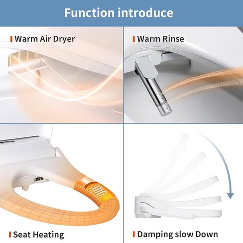 Kerde P30A Smart Bidet Toipet Sett مع تدفق السيارات والسيطرة المزدوجة (لوحة عن بعد+)-مقعد مسخن وغسل المياه الدافئ وفوهة التنظيف الذاتي والتناسب العالمي للمراحيض المطدودة (مسند ذراع عن بعد+) in Kuwait