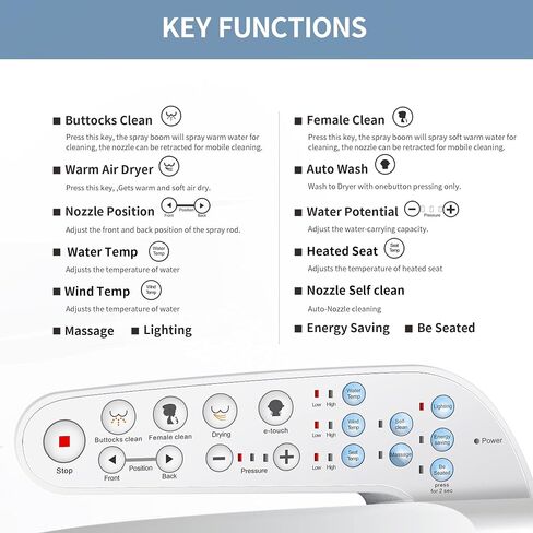 Kerde P30A Smart Bidet Toipet Sett مع تدفق السيارات والسيطرة المزدوجة (لوحة عن بعد+)-مقعد مسخن وغسل المياه الدافئ وفوهة التنظيف الذاتي والتناسب العالمي للمراحيض المطدودة (مسند ذراع عن بعد+) in Kuwait
