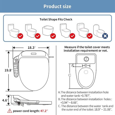 Kerde P30A Smart Bidet Toipet Sett مع تدفق السيارات والسيطرة المزدوجة (لوحة عن بعد+)-مقعد مسخن وغسل المياه الدافئ وفوهة التنظيف الذاتي والتناسب العالمي للمراحيض المطدودة (مسند ذراع عن بعد+) in Kuwait