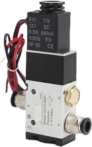 3 طريق المنفذ 2 الموضع 3V210-08 مغلق عادة DC12V 24V AC220V هواء ملول الملف اللولبي الصمام الكهربائي الصمام الكهربائي (مع تركيبات 12 مم ، 3V210-08 DC24V) in Saudi Arabia