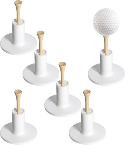 Golf Rubber Tee Holder Set for Driving Range 6 Set Golf Practice Mat Golfs Tees Practice for Golfs Hitting Mats Outdoor Indoor 1.5 Inch White Tee Holder for Hitting Mats Artificial Turf Golfe Mat in Saudi Arabia