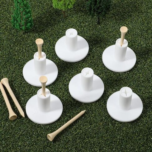 Golf Rubber Tee Holder Set for Driving Range 6 Set Golf Practice Mat Golfs Tees Practice for Golfs Hitting Mats Outdoor Indoor 1.5 Inch White Tee Holder for Hitting Mats Artificial Turf Golfe Mat in Saudi Arabia