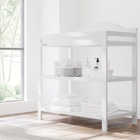 Graco Clara Changing Table (Espresso) - GREENGUARD Gold Ceritifed, Includes Bonus Water-Resistant Changing Table Pad with Safety Strap, 2 Open Shelves in Kuwait