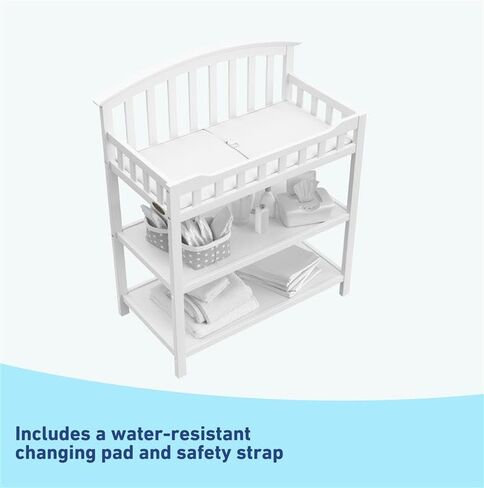 Graco Clara Changing Table (Espresso) - GREENGUARD Gold Ceritifed, Includes Bonus Water-Resistant Changing Table Pad with Safety Strap, 2 Open Shelves in Kuwait