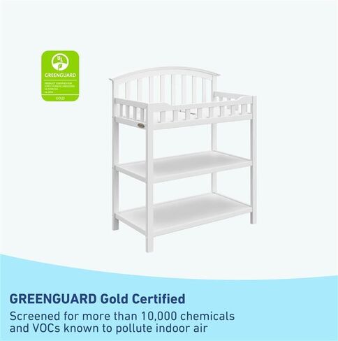 Graco Clara Changing Table (Espresso) - GREENGUARD Gold Ceritifed, Includes Bonus Water-Resistant Changing Table Pad with Safety Strap, 2 Open Shelves in Kuwait