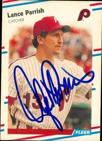 Autograph Warehouse 45633 Lance Parrish Autographed Baseball Card Philadelphia Phillies 1988 Fleer No .310 in Saudi Arabia
