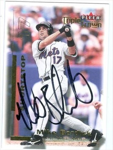 Autograph Warehouse 48481 Mike Bordick Autographed Baseball Card New York Mets 2001 Fleer Triple Crown No .218 in Saudi Arabia